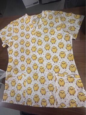 Women’s Yellow Chick Print Blouse - Playful Casual Top